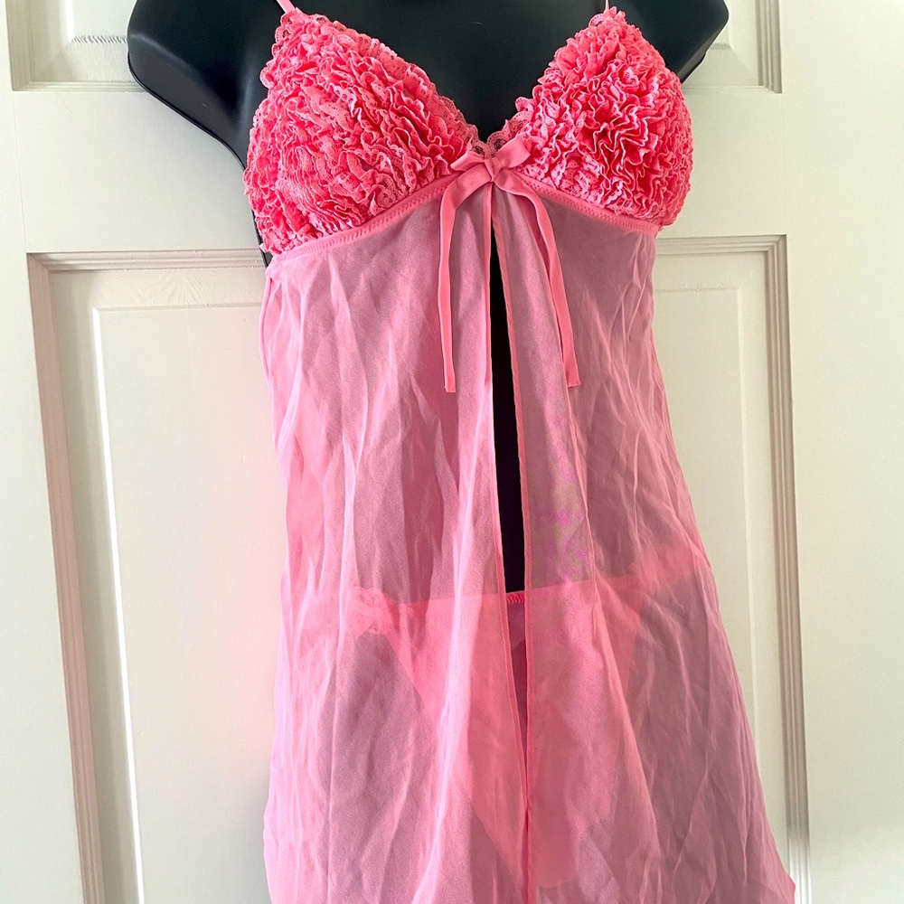 La Senza new w/tags gorgeous coral pink babydoll S with thong panty M